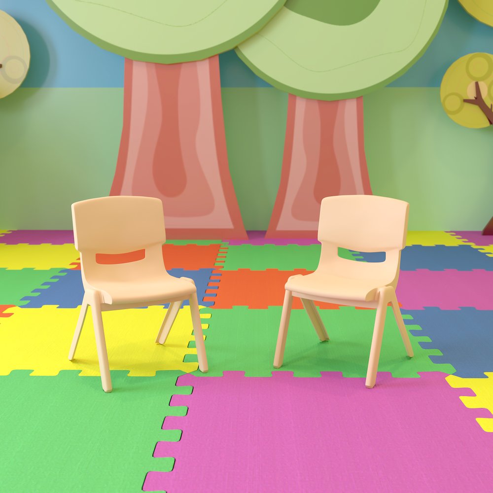 2 Pack Natural Plastic Stackable School Chair with 10.5" Seat Height. Picture 3