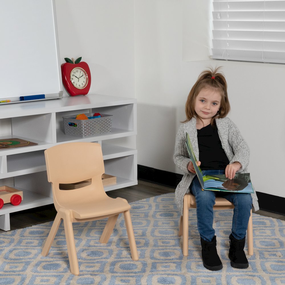 2 Pack Natural Plastic Stackable School Chair with 10.5" Seat Height. Picture 2