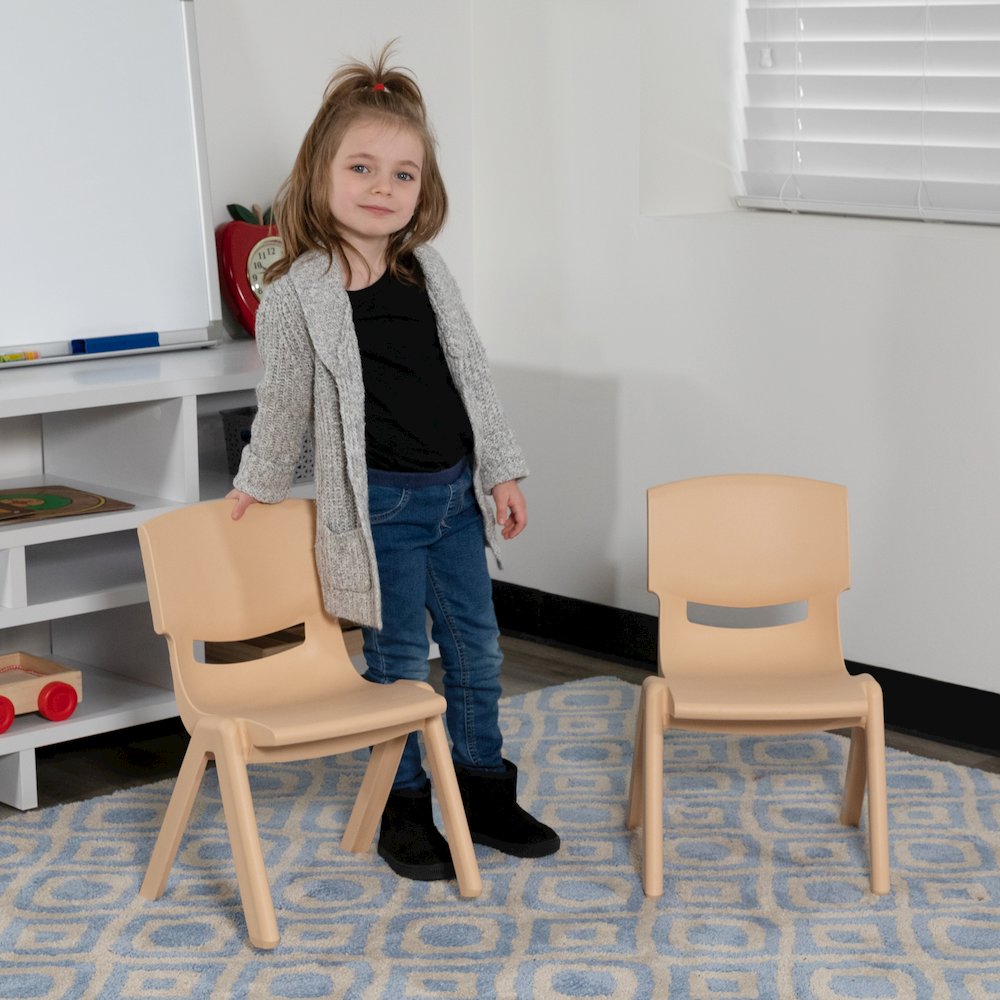 2 Pack Natural Plastic Stackable School Chair with 10.5" Seat Height. Picture 8