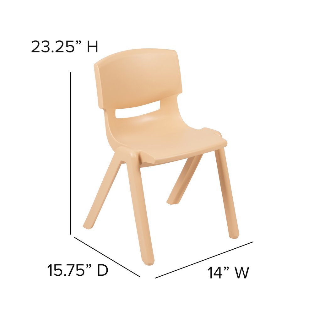 2 Pack Natural Plastic Stackable School Chair with 13.25" Seat Height. Picture 7