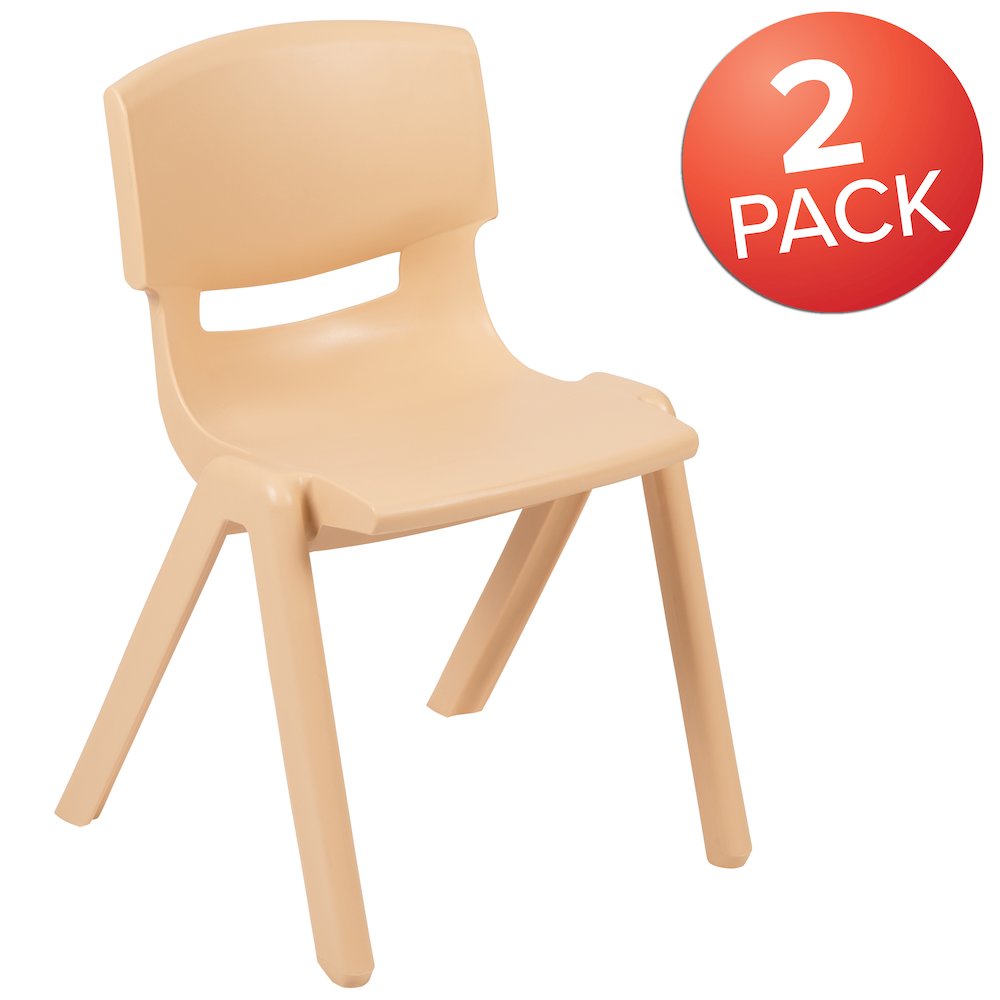 2 Pack Natural Plastic Stackable School Chair with 13.25" Seat Height. Picture 2
