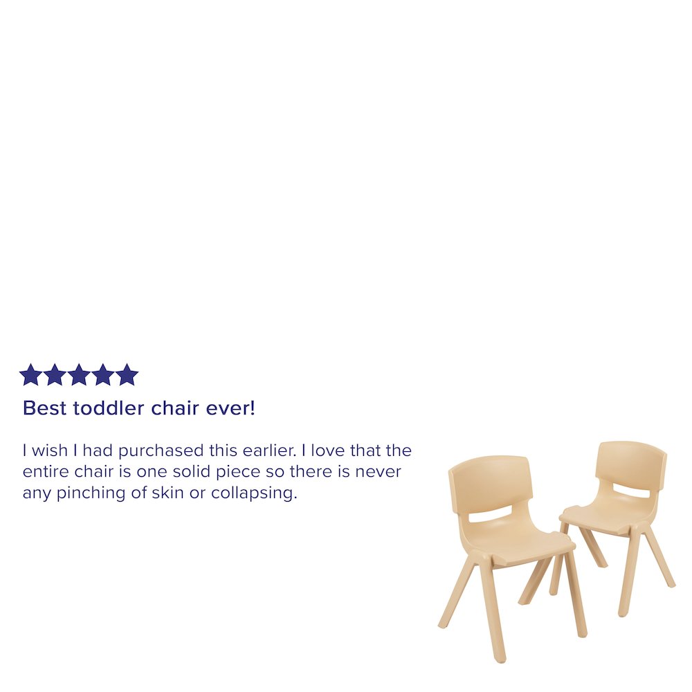 2 Pack Natural Plastic Stackable School Chair with 13.25" Seat Height. Picture 5