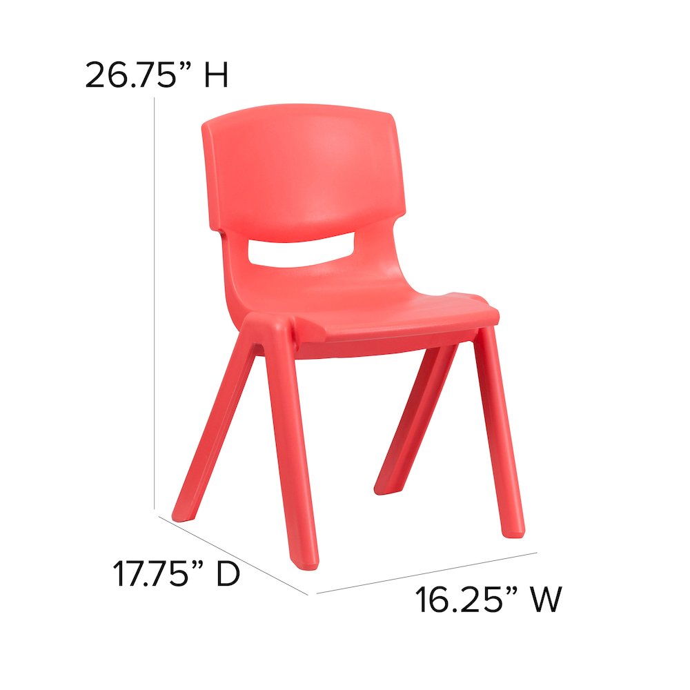 2 Pack Red Plastic Stackable School Chair with 15.5" Seat Height. Picture 7