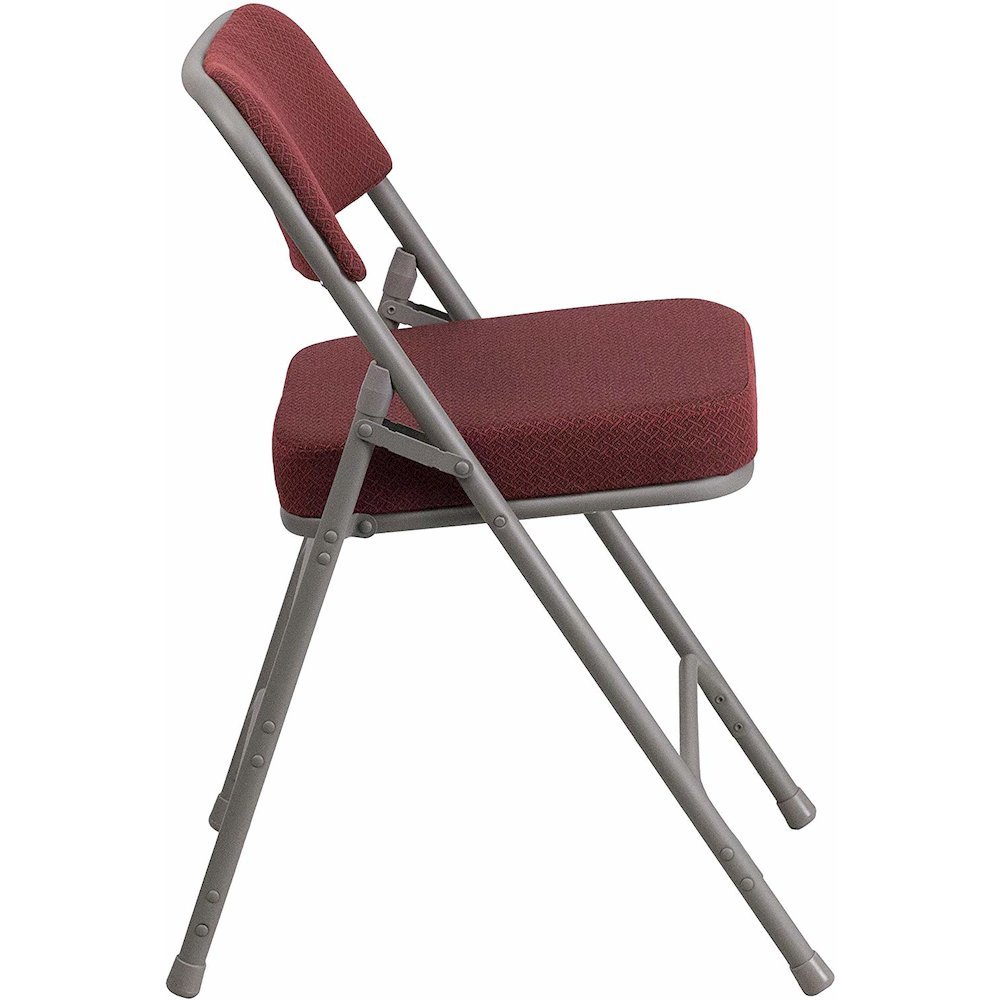 Triple Braced & Double Hinged Burgundy Fabric Metal Folding Chair pack of 4. Picture 5