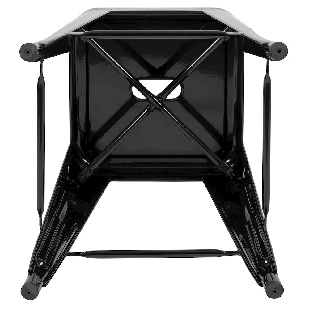 24" High Metal Counter-Height, Indoor Bar Stool in Black - Stackable Set of 4. Picture 12