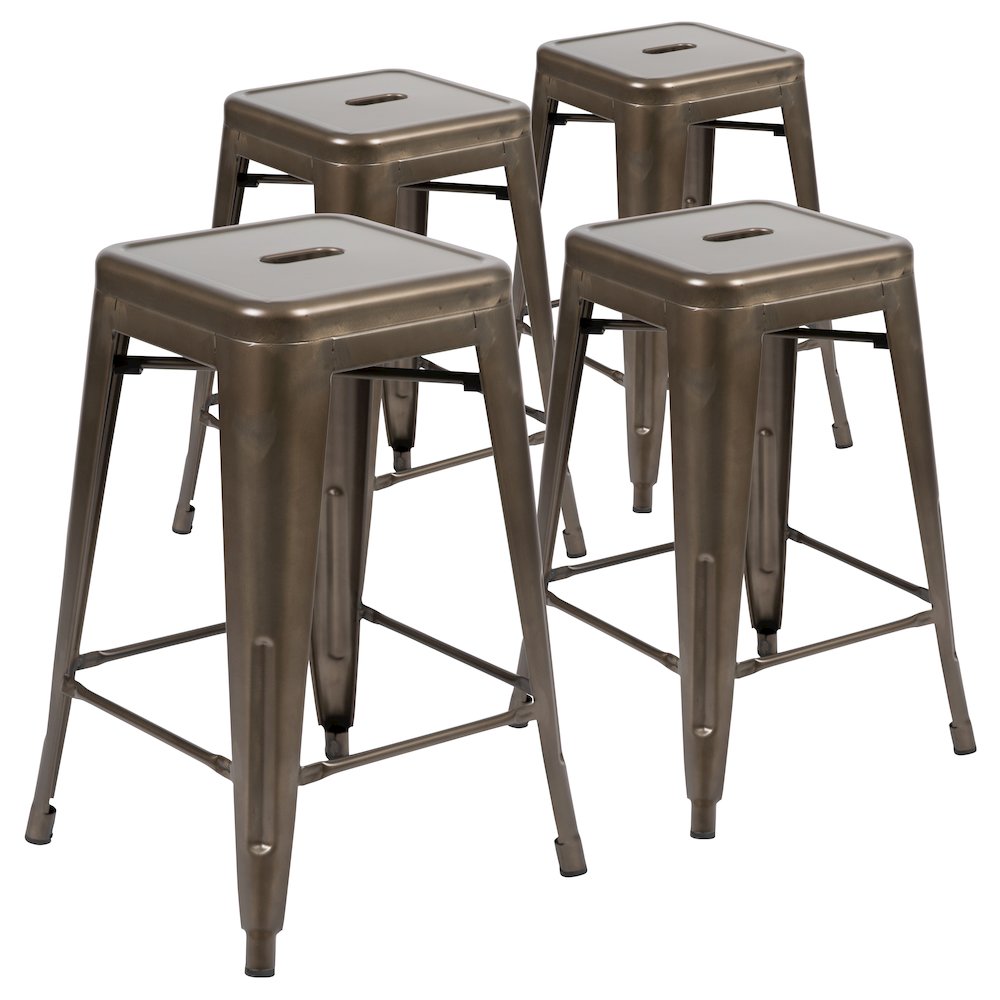 Modern Industrial Metal Stool in Gun Metal Gray. Picture 3