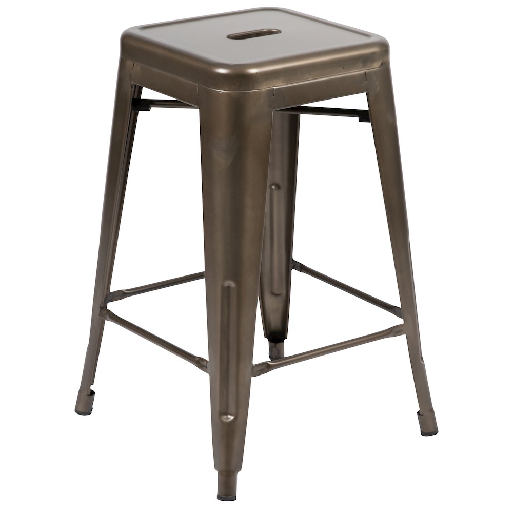 Modern Industrial Metal Stool in Gun Metal Gray. Picture 9