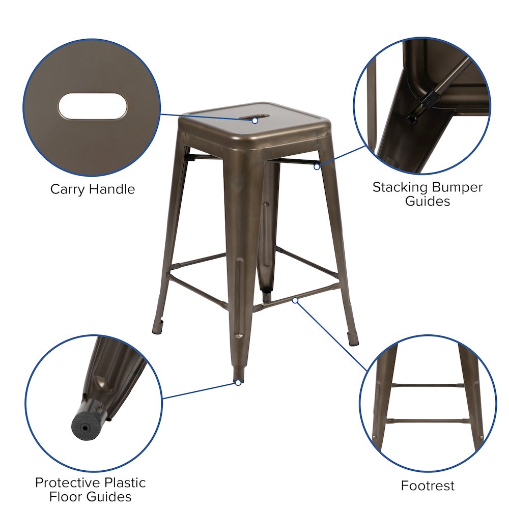 Modern Industrial Metal Stool in Gun Metal Gray. Picture 8