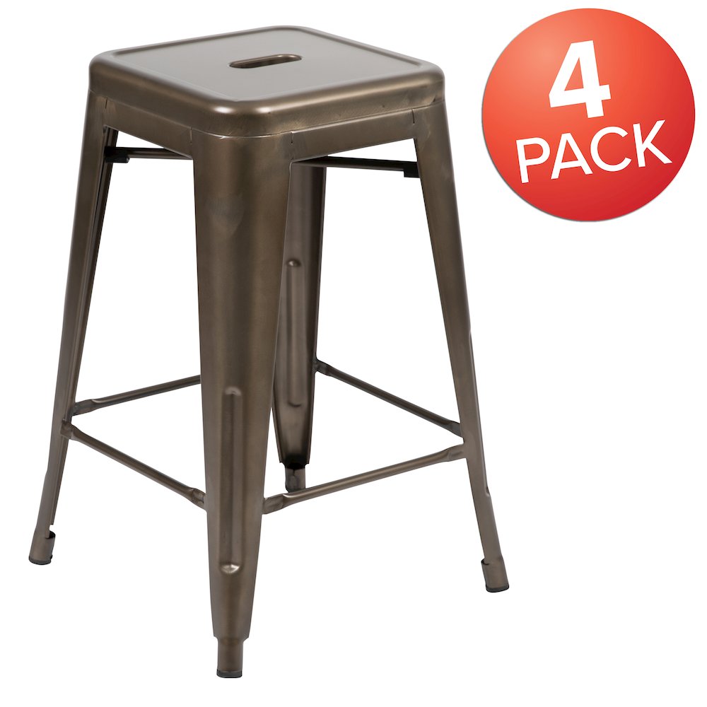 Modern Industrial Metal Stool in Gun Metal Gray. Picture 1