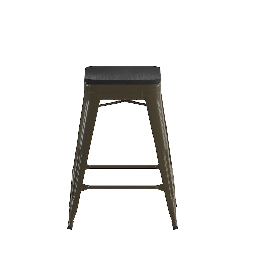 Modern Industrial Metal Counter Stool with Poly Resin Seat, Set of 4. Picture 9