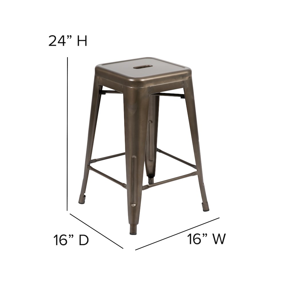 Modern Industrial Metal Counter Stool with Poly Resin Seat, Set of 4. Picture 5