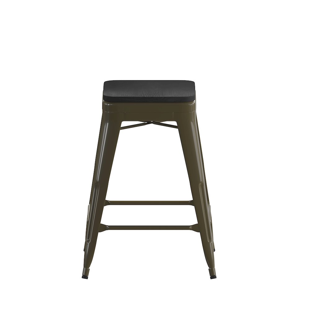 Modern Industrial Metal Counter Stool with Poly Resin Seat, Set of 4. Picture 11