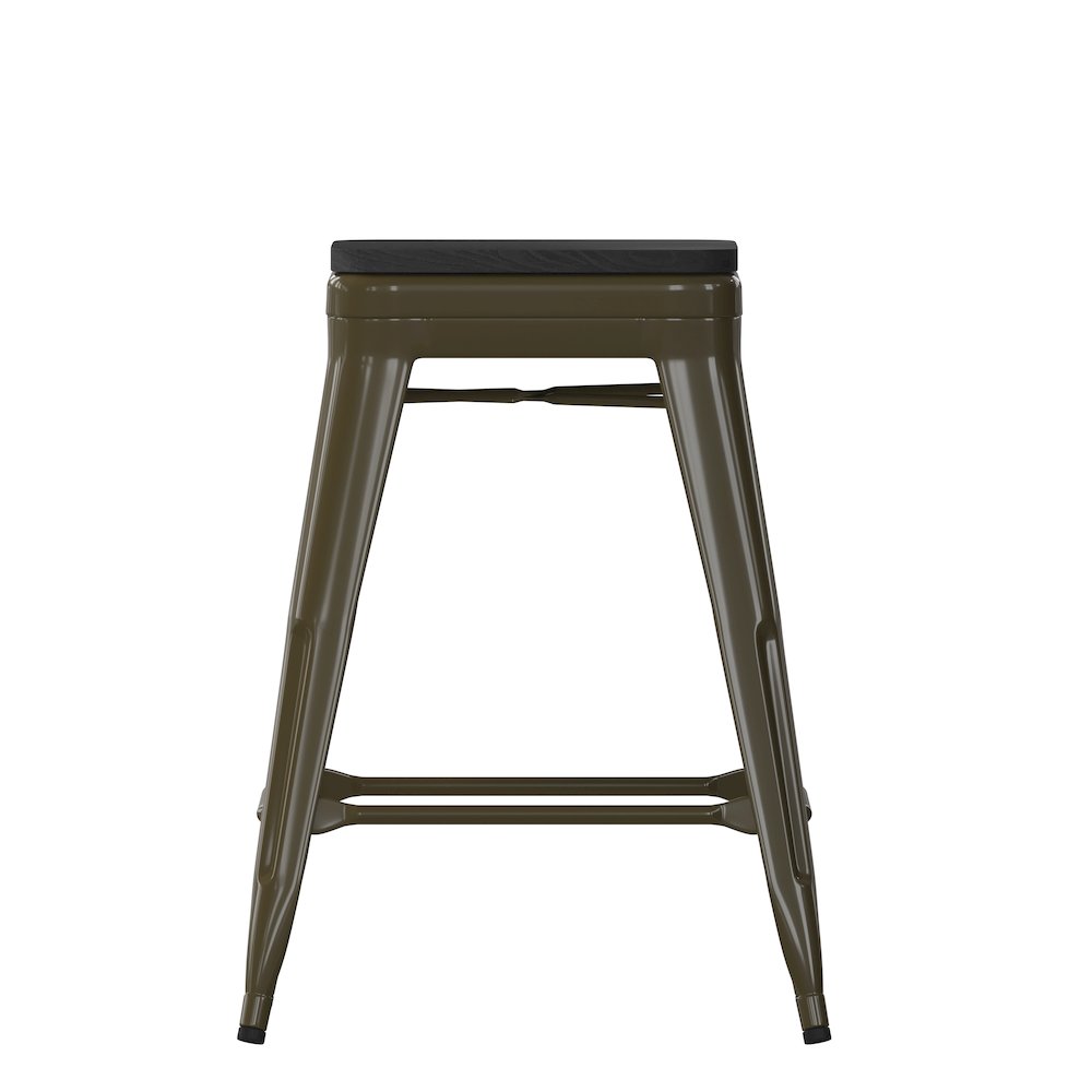 Modern Industrial Metal Counter Stool with Poly Resin Seat, Set of 4. Picture 10