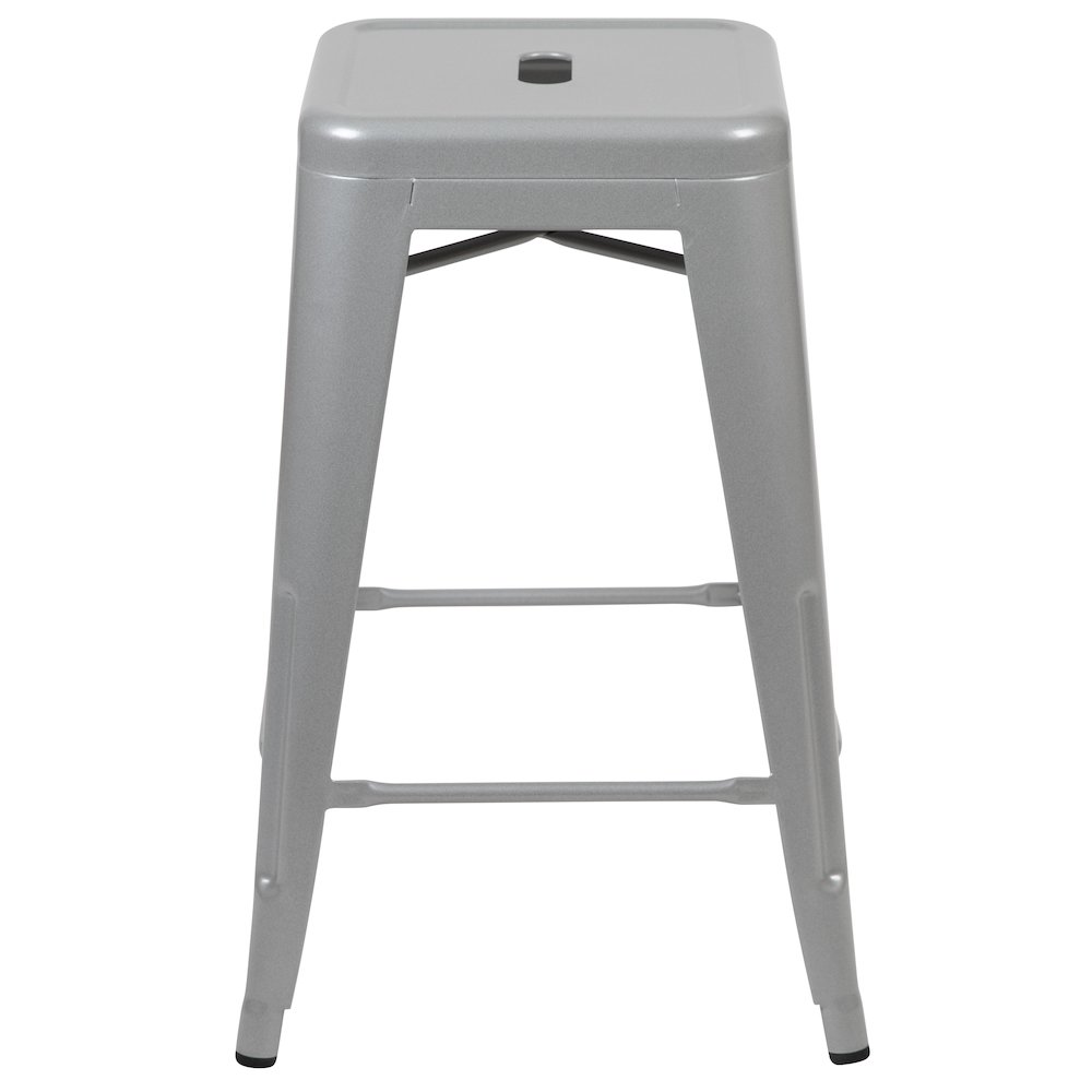 Modern Industrial Metal Stool in Silver (Set of 4). Picture 10
