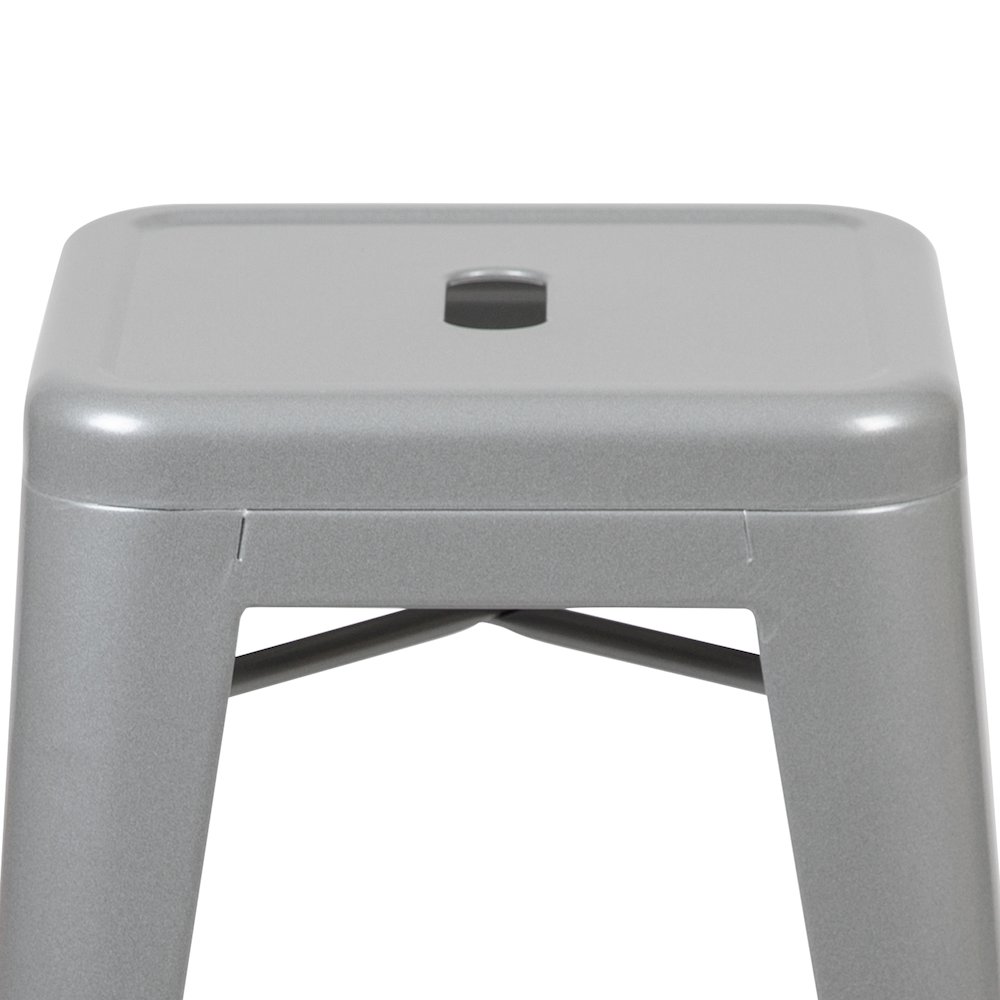 Modern Industrial Metal Stool in Silver (Set of 4). Picture 6