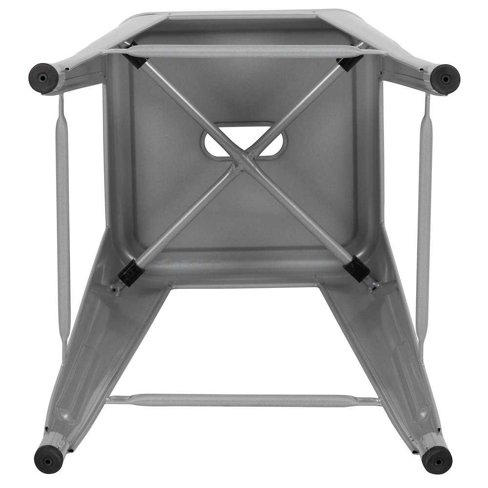 Modern Industrial Metal Stool in Silver (Set of 4). Picture 12