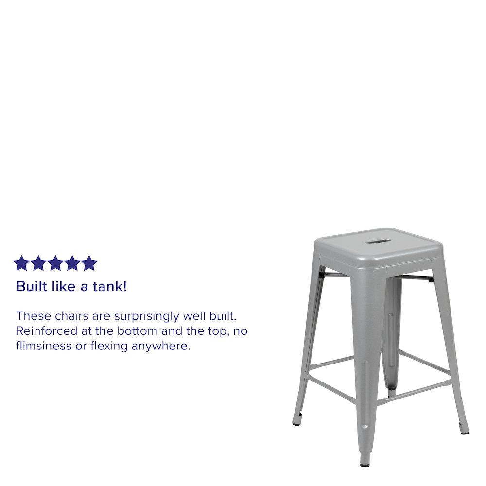 Modern Industrial Metal Stool in Silver (Set of 4). Picture 5