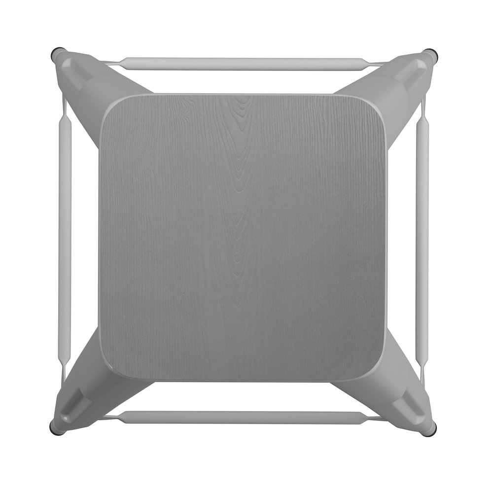 Cierra Set of 4 Commercial Grade 24" High Backless Silver Metal Indoor Counter Height Stools with Gray All-Weather Poly Resin Seats. Picture 12