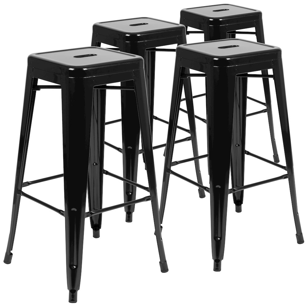 Modern Industrial Metal Stool in Black. Picture 3