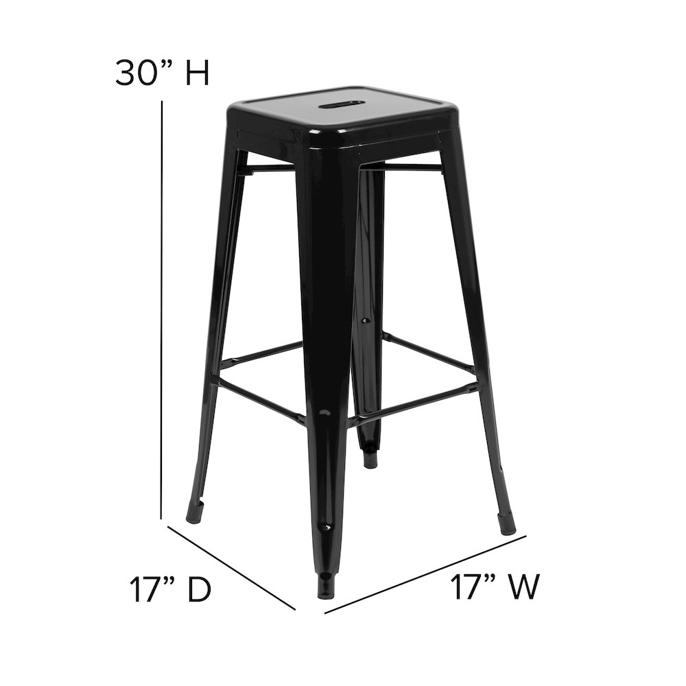 Modern Industrial Metal Stool in Black. Picture 7