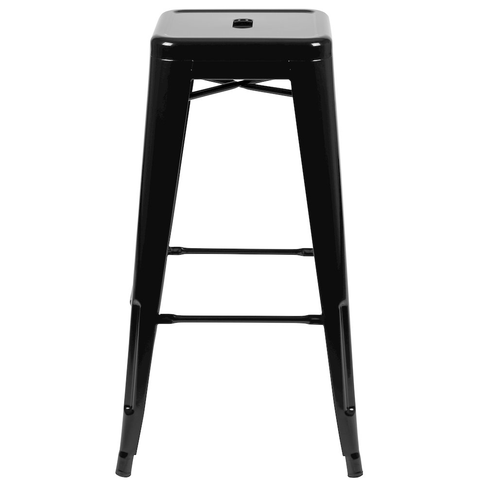 Modern Industrial Metal Stool in Black. Picture 10