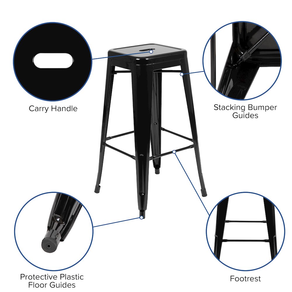 Modern Industrial Metal Stool in Black. Picture 6