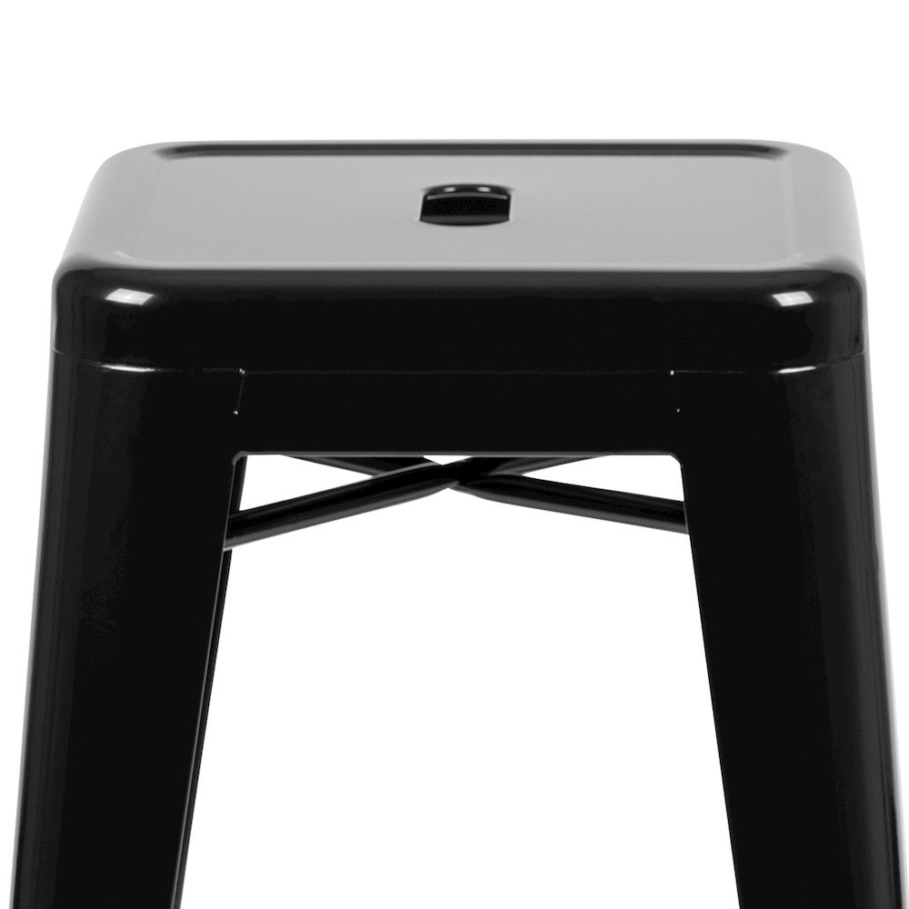 Modern Industrial Metal Stool in Black. Picture 8