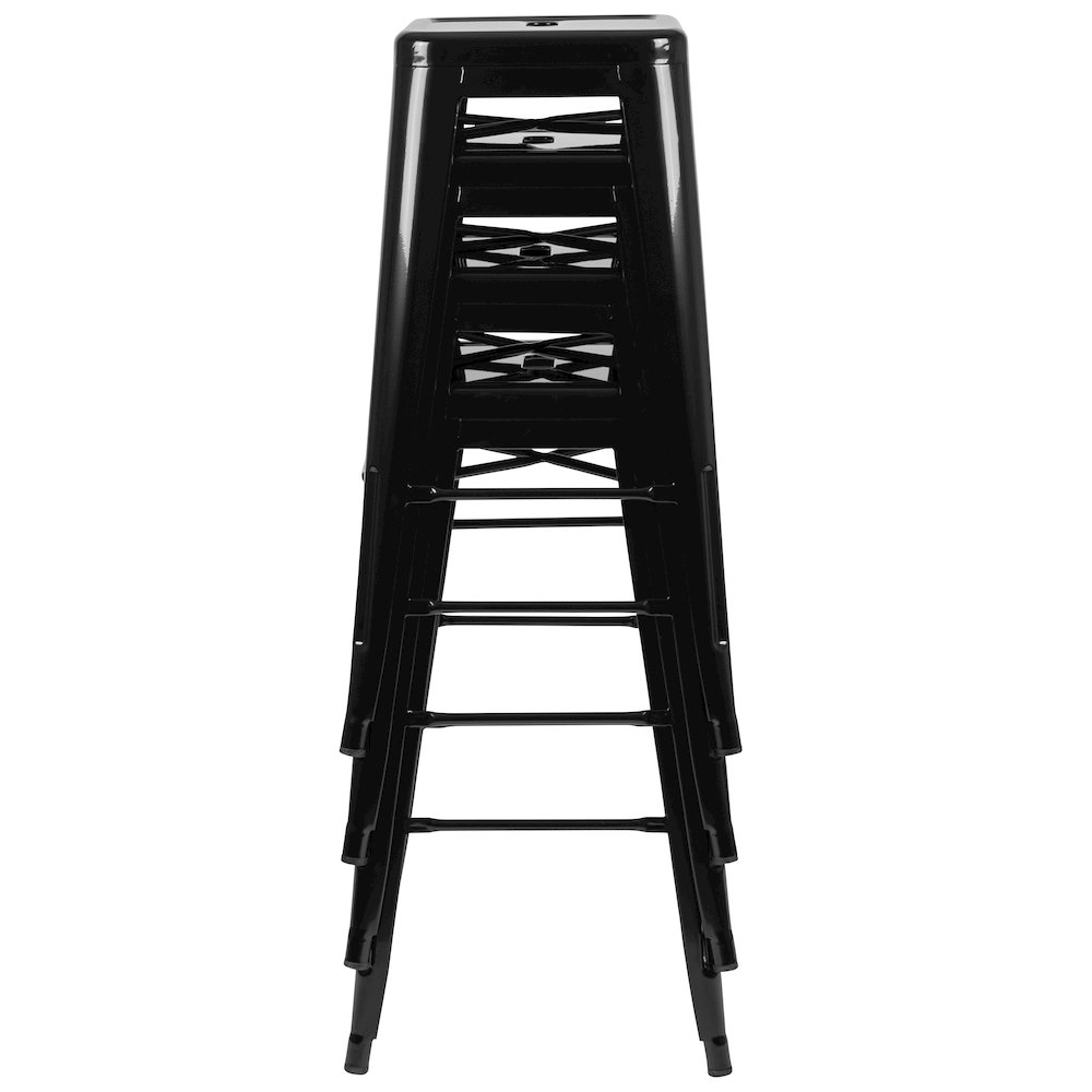 Modern Industrial Metal Stool in Black. Picture 13