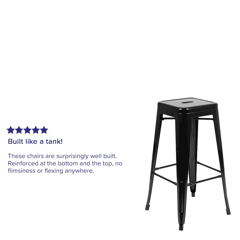 Modern Industrial Metal Stool in Black. Picture 5