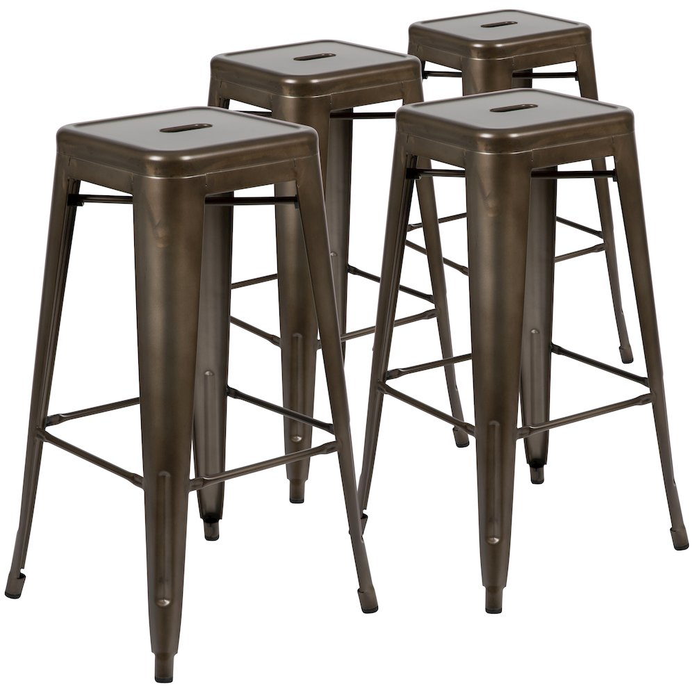 Modern Industrial Metal Stool in Gun Metal Gray. Picture 3