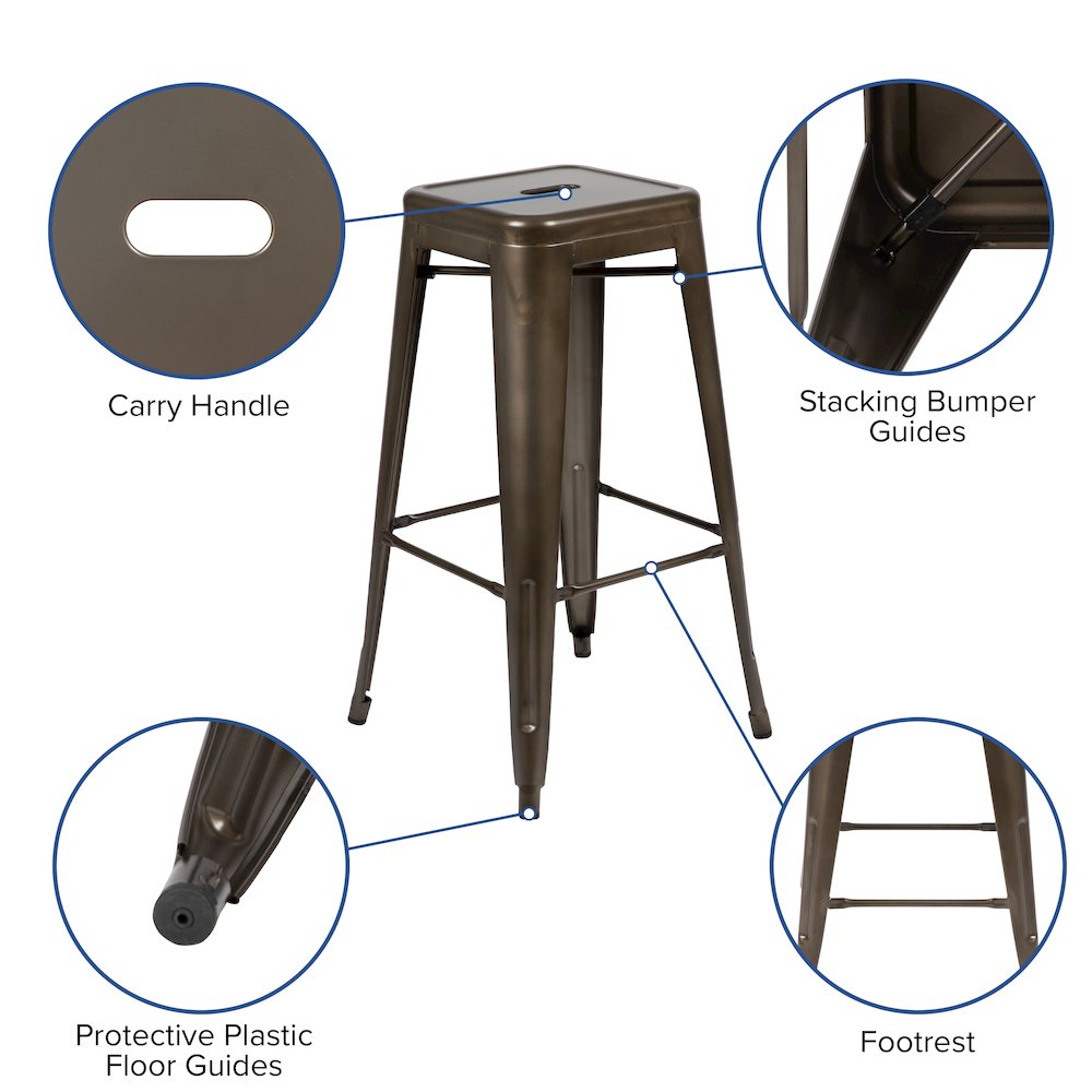 Modern Industrial Metal Stool in Gun Metal Gray. Picture 6