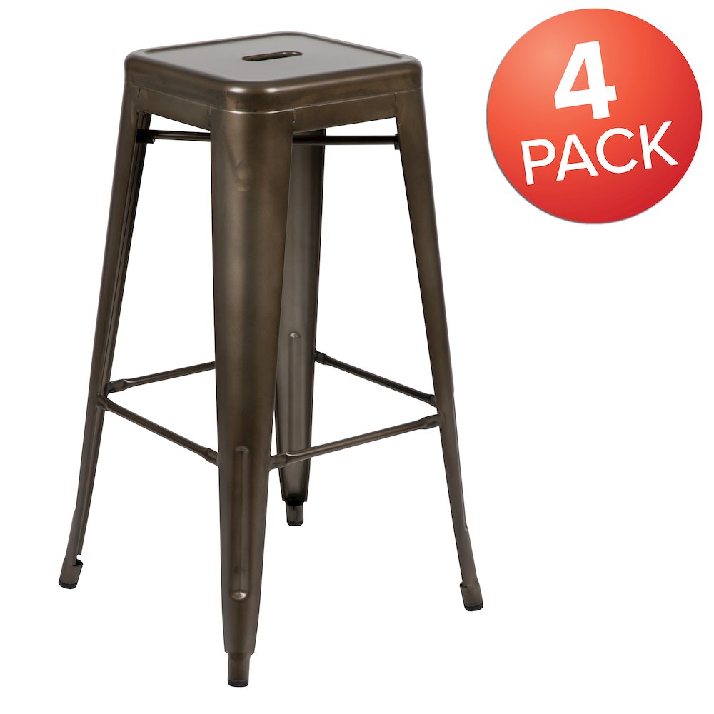 Modern Industrial Metal Stool in Gun Metal Gray. Picture 1