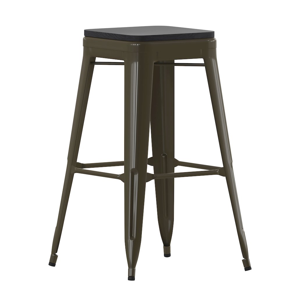 Modern Industrial Metal Bar Stool with Poly Resin Seat, Set of 4. Picture 1