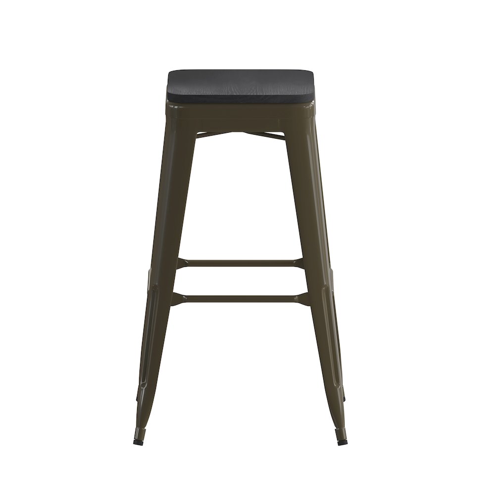 Modern Industrial Metal Bar Stool with Poly Resin Seat, Set of 4. Picture 9
