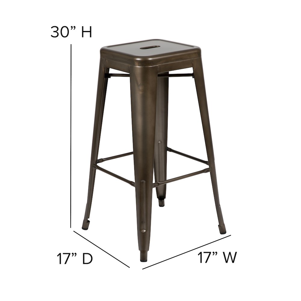 Modern Industrial Metal Bar Stool with Poly Resin Seat, Set of 4. Picture 5