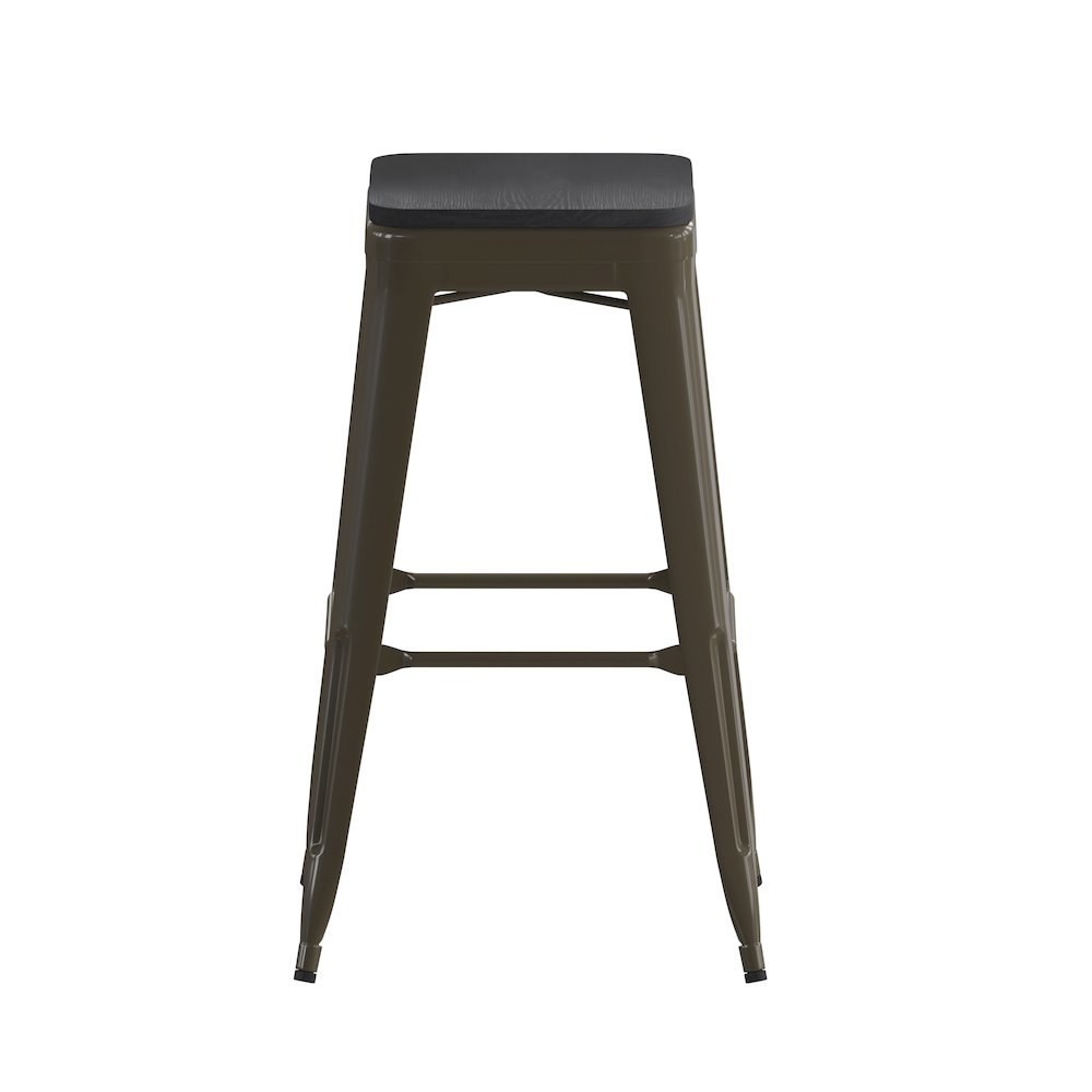 Modern Industrial Metal Bar Stool with Poly Resin Seat, Set of 4. Picture 11