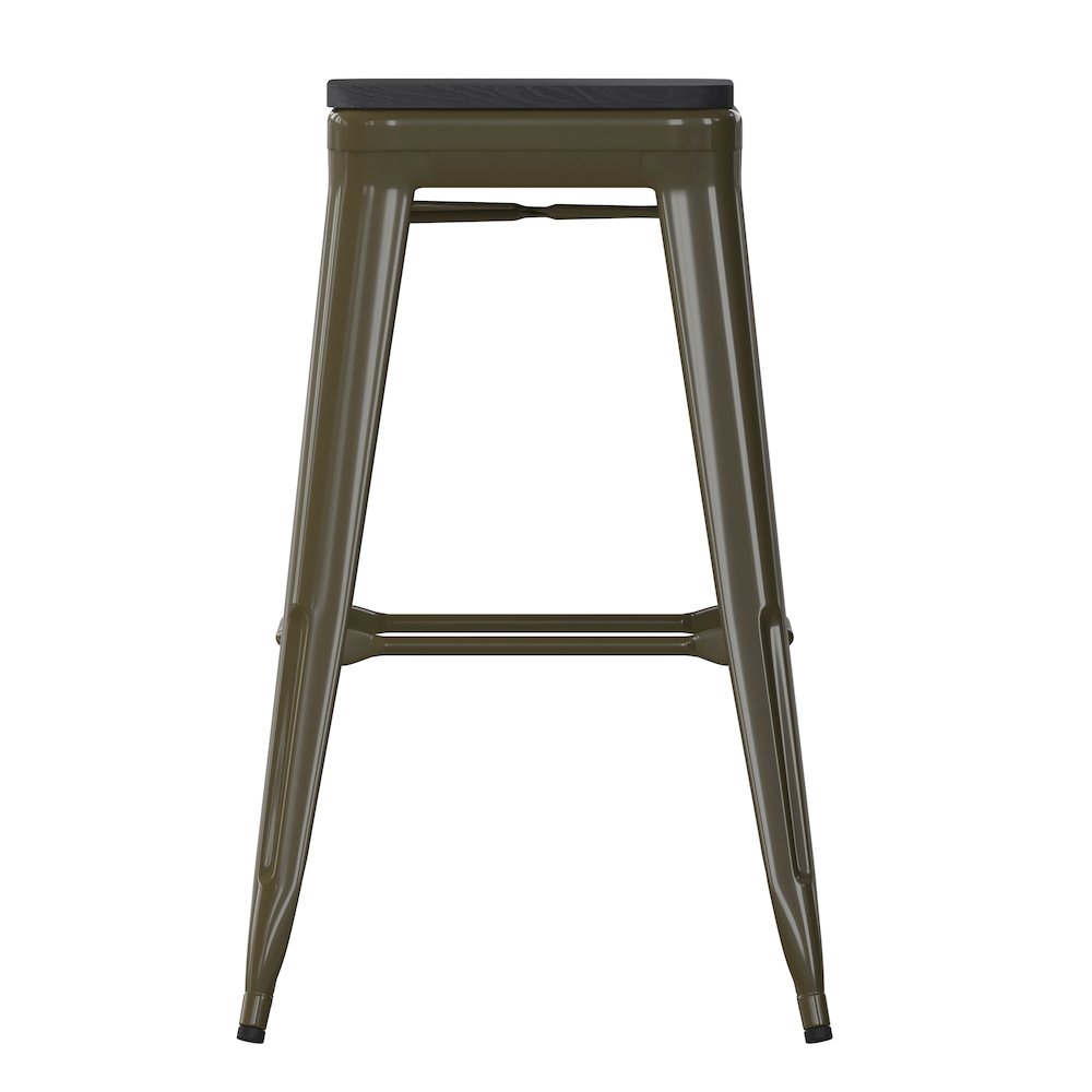 Modern Industrial Metal Bar Stool with Poly Resin Seat, Set of 4. Picture 10