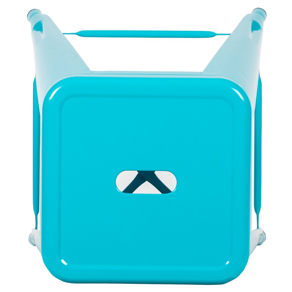 30" High Metal Indoor Bar Stool in Teal - Stackable Set of 4. Picture 11