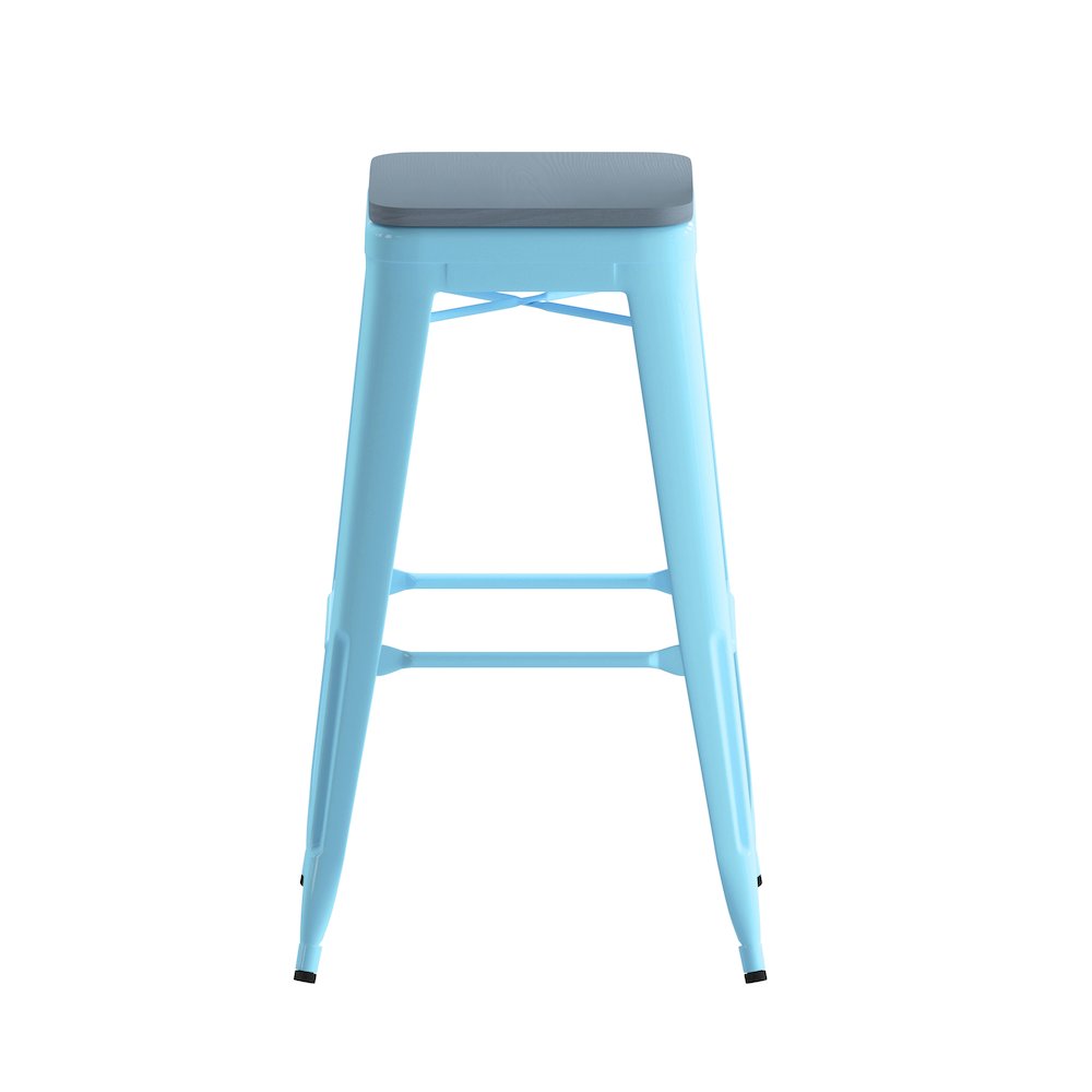 Modern Industrial Metal Bar Stool with Poly Resin Seat, Set of 4. Picture 9