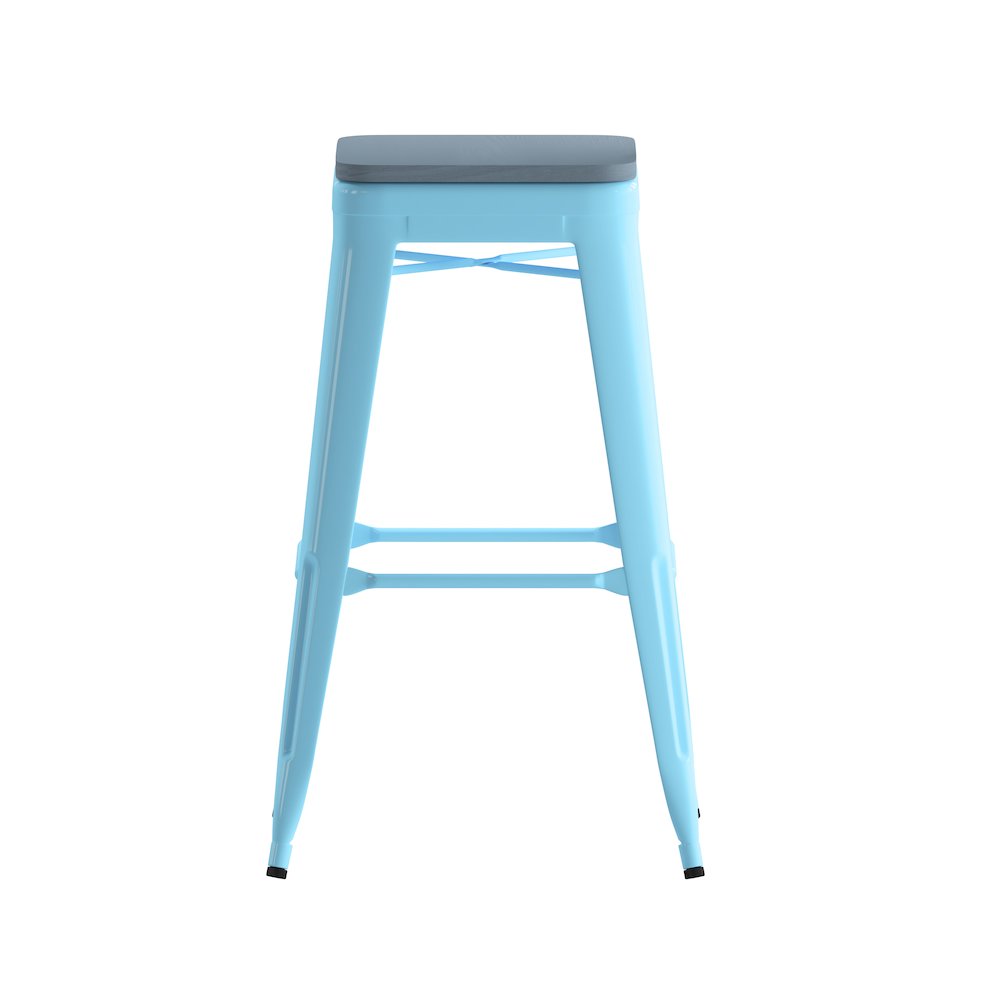 Modern Industrial Metal Bar Stool with Poly Resin Seat, Set of 4. Picture 11