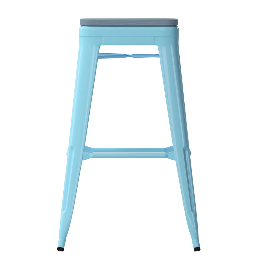 Modern Industrial Metal Bar Stool with Poly Resin Seat, Set of 4. Picture 10