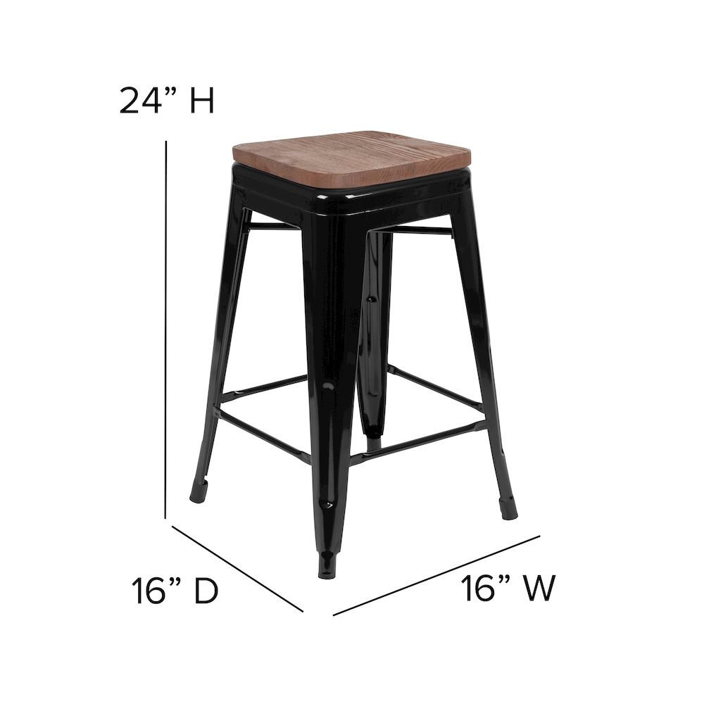 Set of 4 Modern Industrial Metal Stools in Black. Picture 6