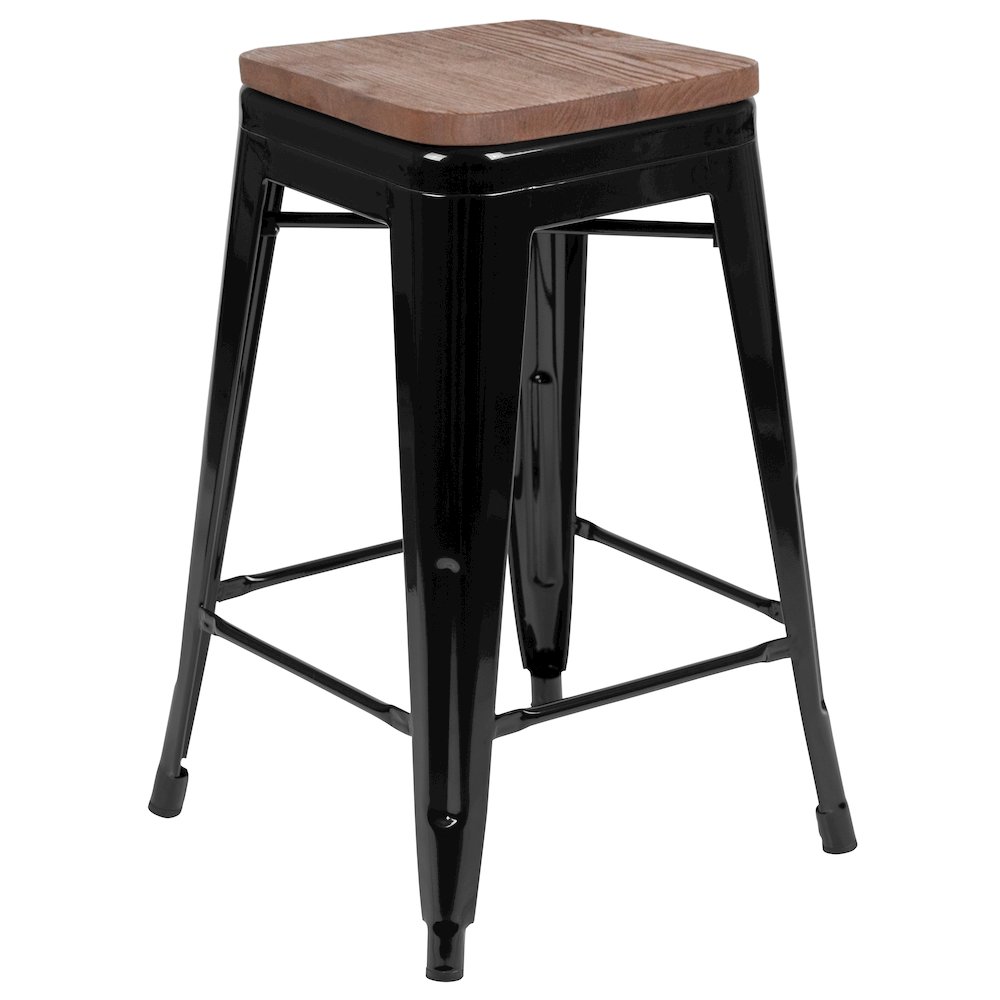Set of 4 Modern Industrial Metal Stools in Black. Picture 8