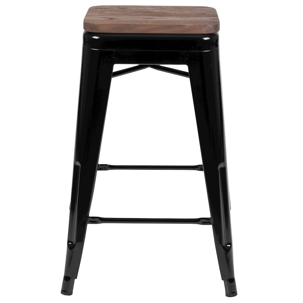 Set of 4 Modern Industrial Metal Stools in Black. Picture 9