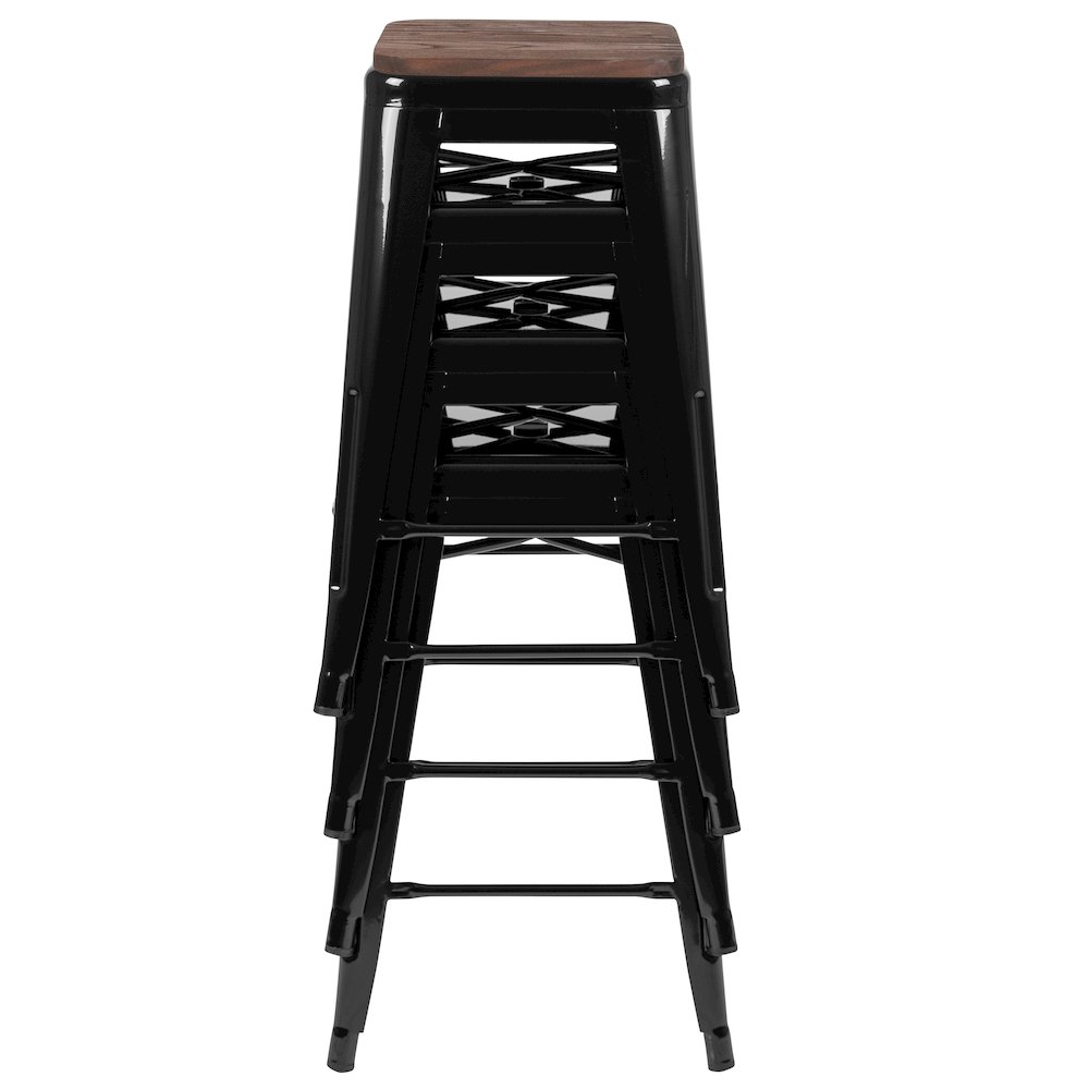 Set of 4 Modern Industrial Metal Stools in Black. Picture 12