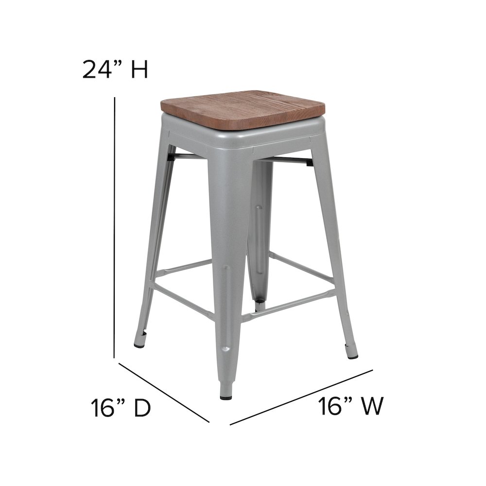 Set of 4 Modern Industrial Metal Stools  in Silver. Picture 6