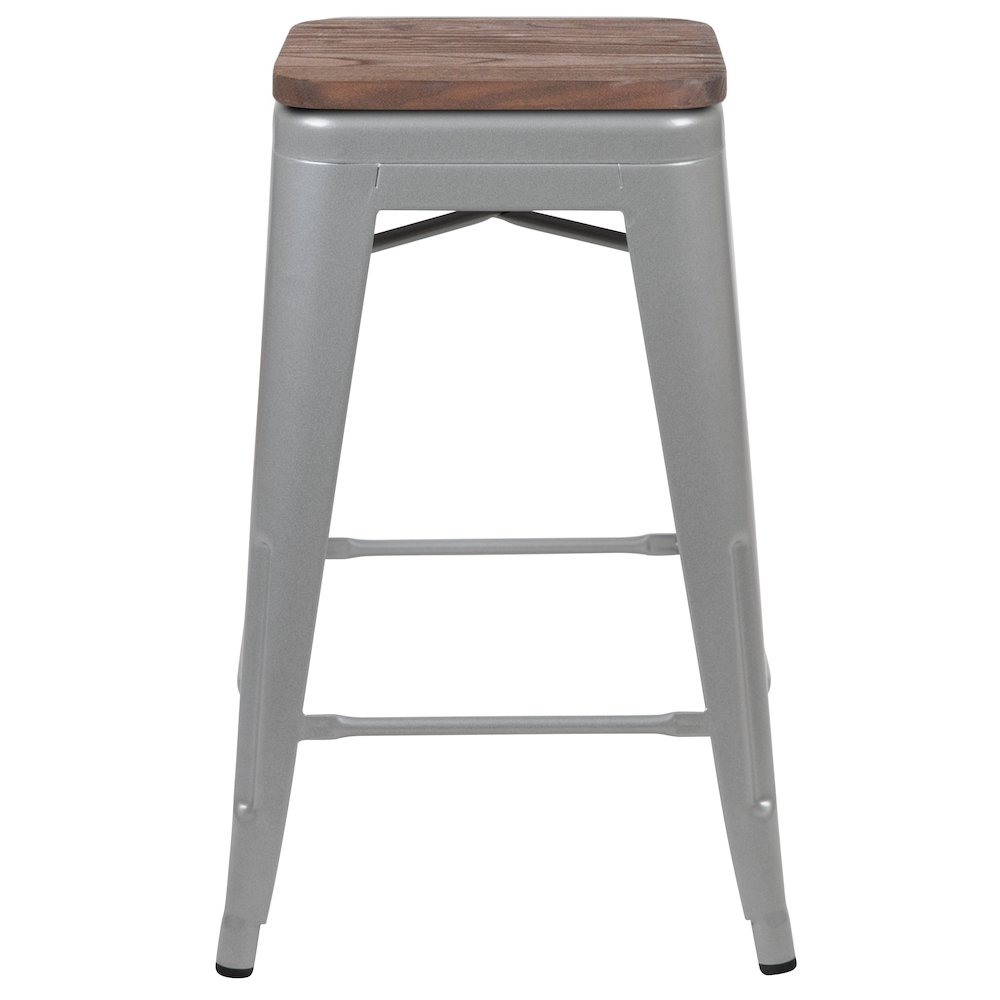 Set of 4 Modern Industrial Metal Stools  in Silver. Picture 9
