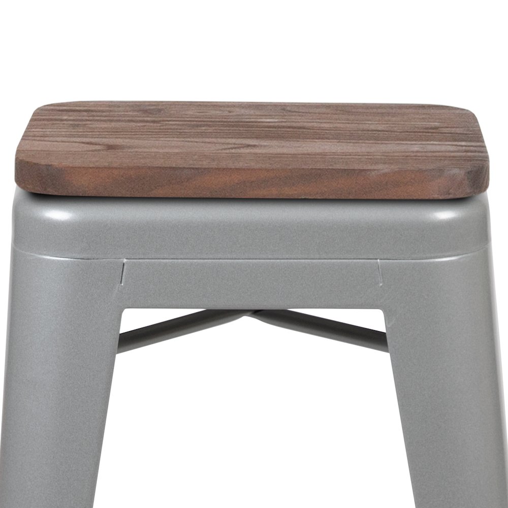 Set of 4 Modern Industrial Metal Stools  in Silver. Picture 7