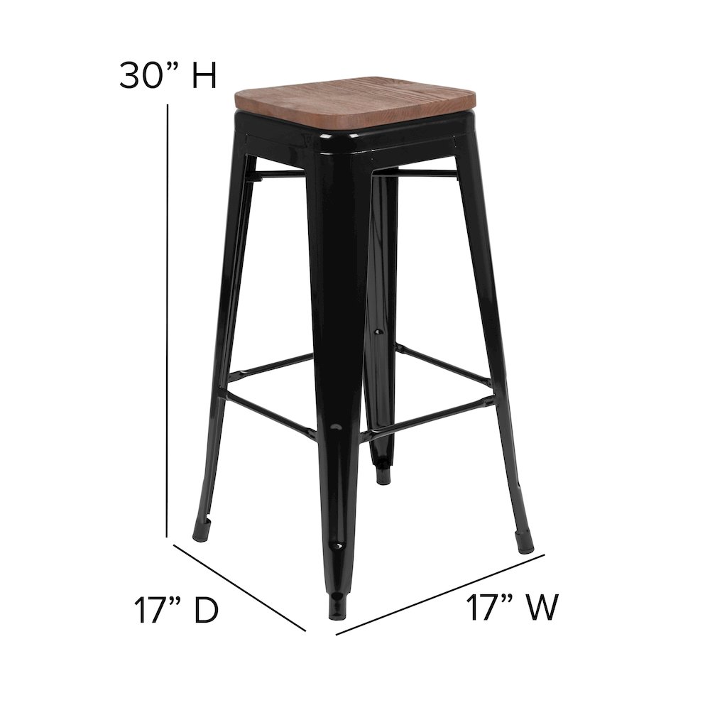 Set of 4 Modern Industrial Metal Stools  in Black. Picture 6