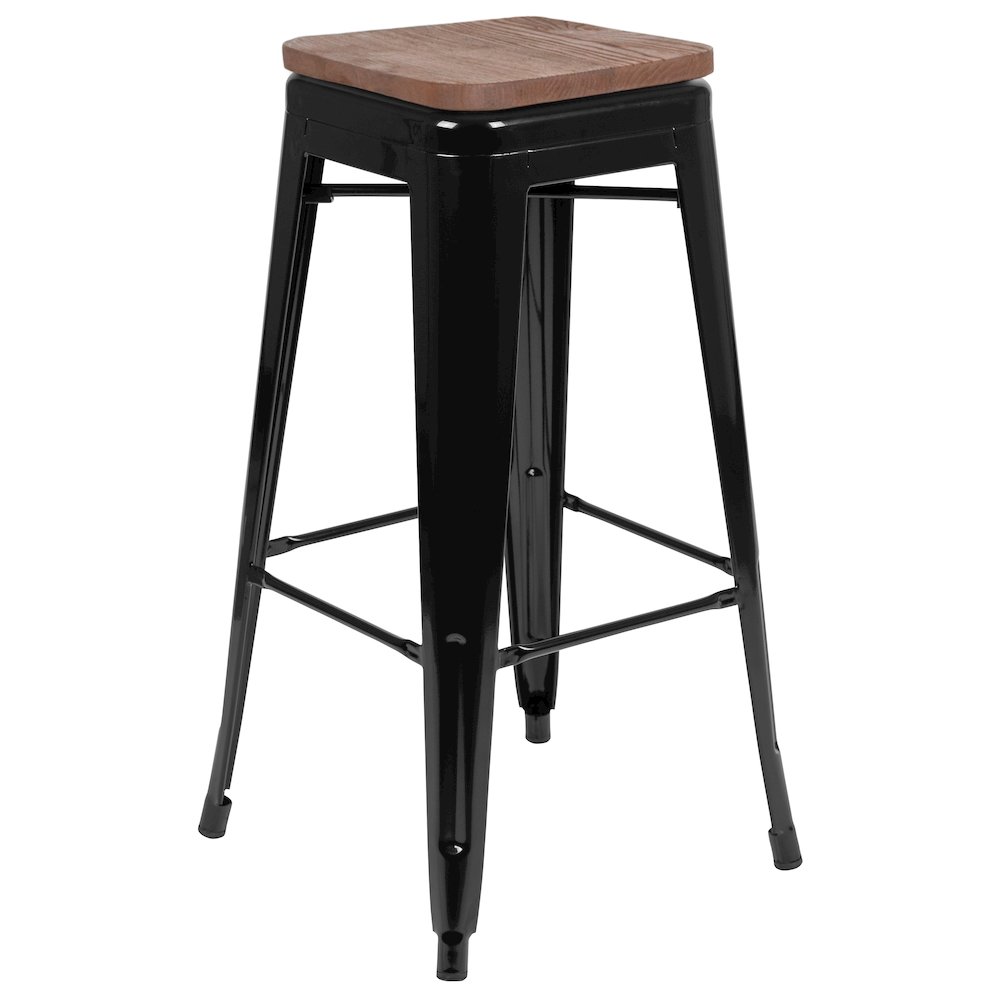 Set of 4 Modern Industrial Metal Stools  in Black. Picture 8